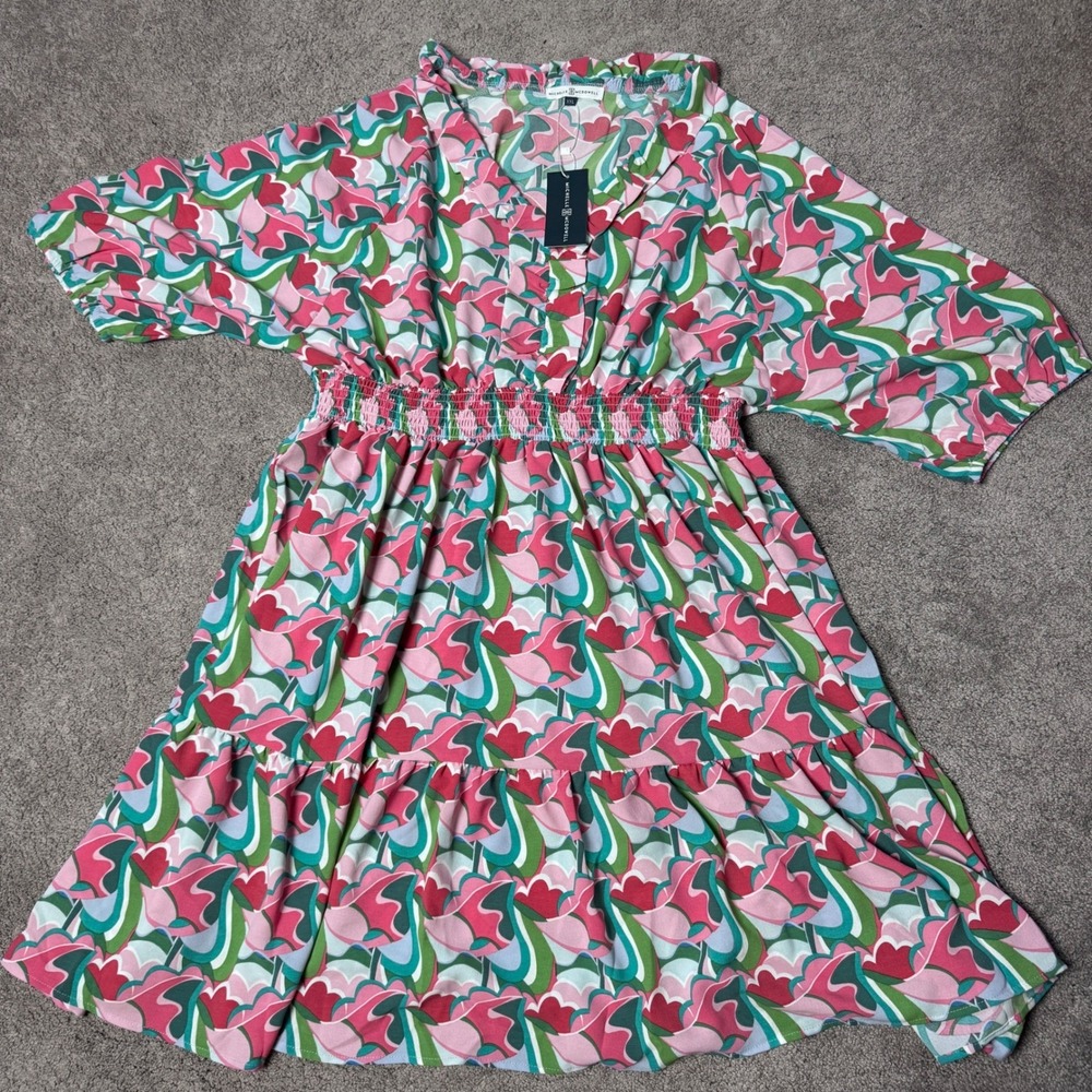 NEW Michelle Mcdowell Women's XXL Harlow Dress Green Pink